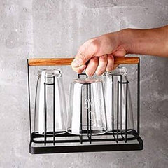 6pc Glass Stand Black Elegant Design, Kitchen Organize