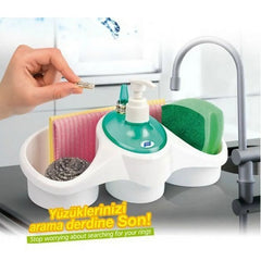Kitchen Sink Organizer Set with Soap Dispenser and Sponge Holder
