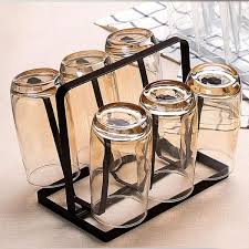 6pc Glass Stand Black Elegant Design, Kitchen Organize